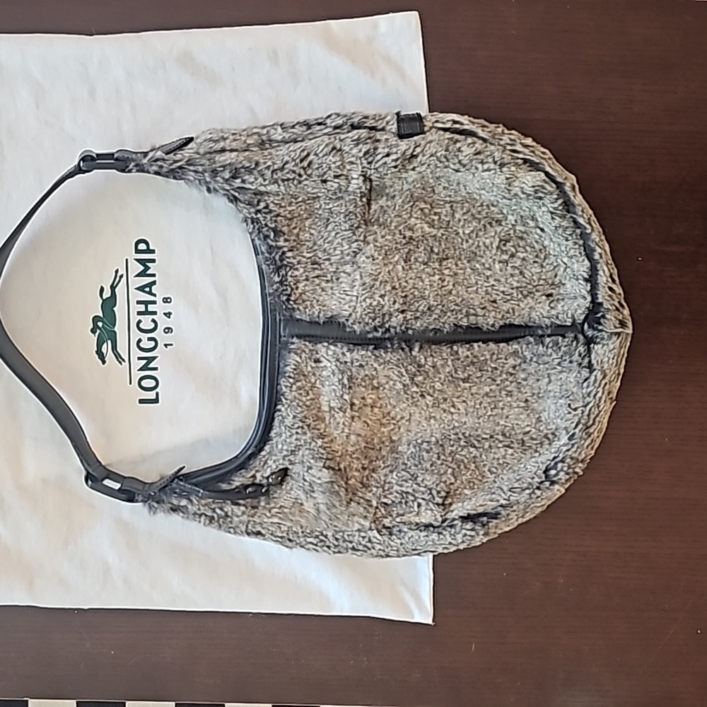 🎄Longchamp Fur and Leather Shoulder Hobo Bag, NWOT🎄